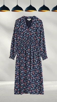 Ex Seasalt Women’s Long Sleeve Midi Dress - Regular - Inky Rock Flower (Defect) - Image 1 of 3