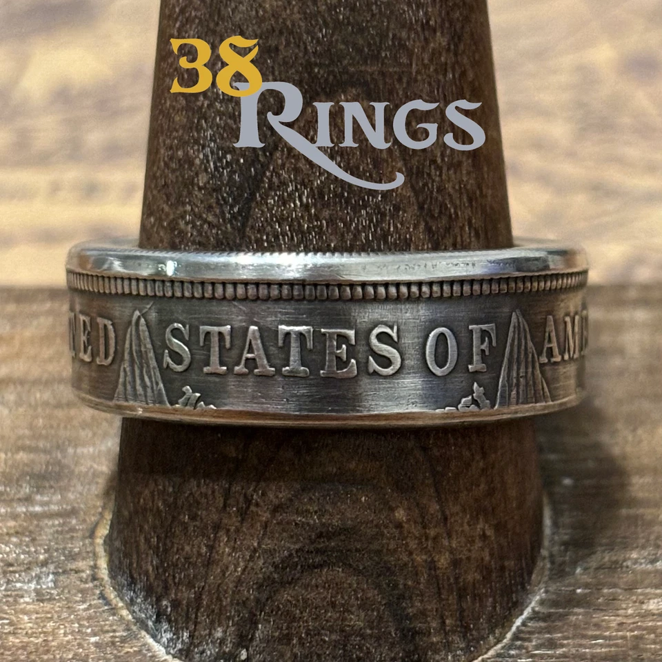 ANILLO MONEDA DÓLAR Morgan banda delgada 90% plata ee. uu. Estados Unidos América TALLA 5-16 Foto 1 de 4