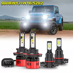 For Jeep Gladiator 2020-2022 6000k LED white Headlight hi/low+Fog Light Bulb Kit - Bild 1 von 15