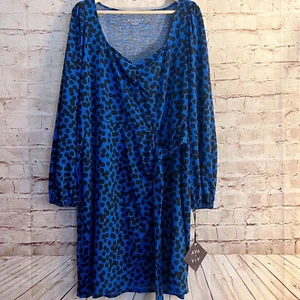 Ava Viv Womens Plus Size Polka Dot Dress Size XXL Blue Black NWT - Picture 1 of 6