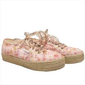 SUPERGA X LOVESHACKFANCY 2730 Espadrille Sneakers in Floral Tokyo Pink Sz 8.5 - Picture 1 of 12
