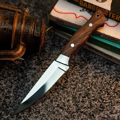 Gift-Ready 9.1" Damascus / Steel Knife Full Tang Hunt it Hunt + Leather Sheath - Image 1 of 4