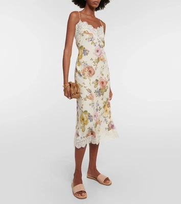 Zimmermann Lace Trim Midi Silk Blend Cottage Core Floral Size 1 - Image 1 of 4