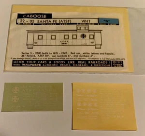 WALTHERS N DECAL-SANTA FE/ATSF CABOOSE-RED w/WHITE LETTERING #932-22-05 - Picture 1 of 1