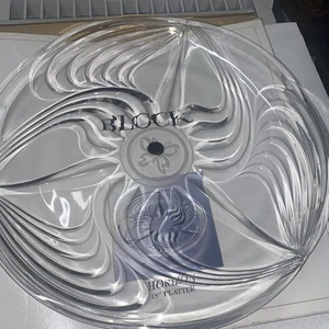 Block Crystal 15” horizon platter w/etched butterfly. Original Box & Foil Label - Picture 1 of 9