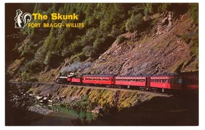 Skunk Train Super Skunk Noyo River Canyon Redwoods Fort Bragg CA Postcard - Picture 1 of 2