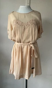 Alice McCall Mini Belted Smock Dress Lace Apricot Size 8 - Picture 1 of 12