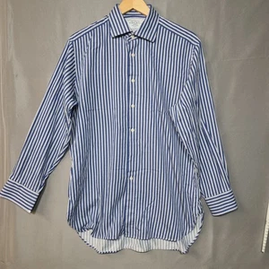 Charles Tyrwhitt Shirt 16" M Blue White Striped Cotton Regular Fit Long Sleeve - Picture 1 of 8
