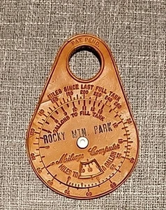 Vintage Brown Leather Mileage Computer Miles per Gallon Top Grain Cowhide - Picture 1 of 4