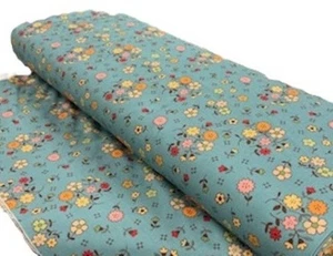 Fabric X .25 yd cotton 108 wide quilt back Autumn Raindrop Aqua Blue floral RB - Picture 1 of 2