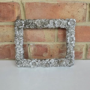 Vintage Ornate Silver Tone Picture Frame 21x17cm Heavy Spelter Floral Design - Picture 1 of 14