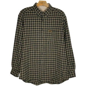 Camicia vintage Woolrich flanella uomo L verde lana marrone made in USA a quadri lavoro outdoor - Foto 1 di 13