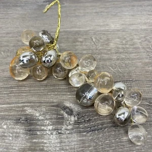 Vntg Acrylic Lucite Clear Silver Grape Cluster w/ Stem MCM Decor - Picture 1 of 5