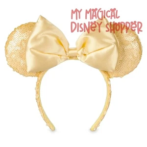 Gelbes Pailletten Minnie Maus Ohren Stirnband mit Schleife - Bild 1 von 2