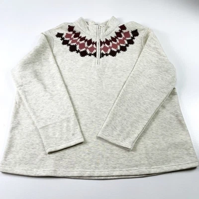 Blair Women Half Zipper Pullover sweater Ivory Color size XL Print Design - Image 1 of 4