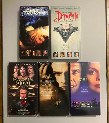 (VHS, 5 Movies) Bram Stoker's Dracula, Mary Shelley's Frankenstein, Wolf, & More - Image 1 of 4