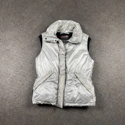 Women’s Prada Sport Silver Puffer Down Vest Size IT 42 - Image 1 of 4
