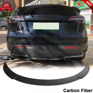 Fit For Tesla Model Y 19UP Carbon Fiber Rear Trunk Spoiler Boot Wing Matt Black - Foto 1 di 12