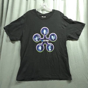 Vintage *NSYNC 1998 Boy Band Black T-Shirt Double Sided Size Large Winterland - Picture 1 of 8