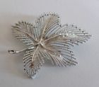 Vintage Silver Tone Sarah Coventry Jewelry Leaf Brooch Pin 3"