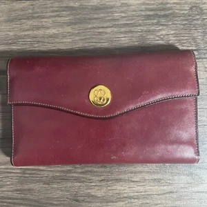 NEW Vintage Lady Bosca 7” Full Grain Leather Envelope Wallet Clutch Burgundy - Picture 1 of 13