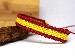 Flag of Spain Craft Bracelet. Cotton Yarn. Adjustable - Picture 1 of 7
