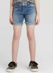 NWT Cat & Jack Girls Midi Denim Jean Shorts X-SMALL 4/5 Medium Wash - Picture 1 of 1