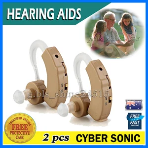 2x Hearing Aids Aid Behind Ear Adjustable Tone Voice Sound Digital Amplifier Kit - Picture 1 of 9
