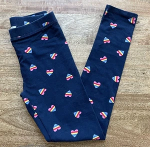 J Crew Crewcuts Leggings Size 12 EUC Blue w/ Hearts Stretch Cotton Adorable! - Picture 1 of 5