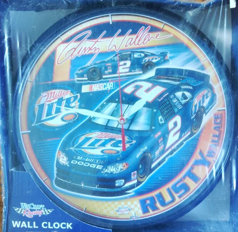 Nascar Rusty Wallace Miller Lite DODGE Wall Clock By Win Craft Racing USA Made Cover