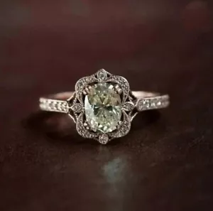 Vintage Wedding Oval Cut Moissanite Ring Antique Art Deco Wedding Womens Ring - Picture 1 of 7