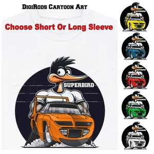 Superbird Classic 1970 Road Runner Muscle Car DigiRods Cartoon Car T Shirt S-5X - Picture 1 of 7