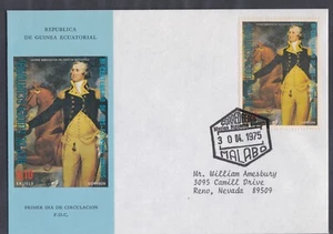 EQUATORIAL GUINEA 1975 FIRST DAY COVER WASHINGTON ART PAINTING AMERICAN BICENT - Picture 1 of 1