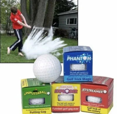 The Awesome Foursome Trick Prank BOLAS DE GOLFE Exploding Phantom Jet Streamer NOVO - Imagem 1 de 4