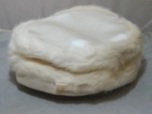 Vintage 1950s Ladies Hat Mink White Ivory Satin Bow Pillbox Needs Cleaning - Picture 1 of 5