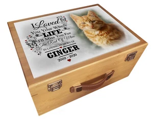 Caja de recuerdo de gato personalizada grande, caja de memoria de madera, caja conmemorativa de gato. - Imagen 1 de 13