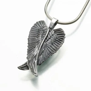 Sterling Silver Angel Wings Memorial Jewelry Pendant Funeral Cremation Urn - Picture 1 of 7