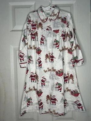 Camisón Pottery Barn Kids Heritage Santa Poliéster Franela Niñas Talla 4 Foto 1 de 4