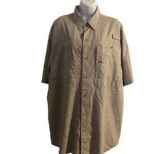 Mens Reel Legends Salty Water L back Flap Net Lining Tan Fish safari Shirt - Picture 1 of 12