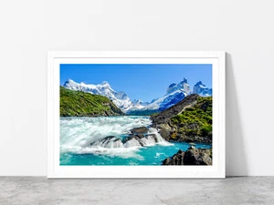 Salto Grande Waterfall & mountain Glass Framed Wall Art, Ready to Hang - Picture 1 of 6
