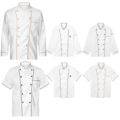 Mens Womens Chef Jacket Coat Hotel Restaurant Kitchen Button Down Cook Uniforms - Image 1 of 3