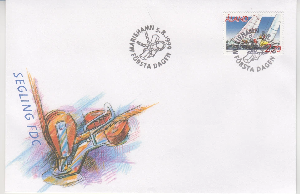 ALAND ISLANDS :  1999    FDC - SCOTT #  158    SAILING - Image 1 of 1