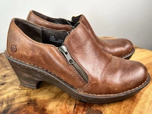 Børn Damenschuhe 7,5 M braun Leder Reißverschluss Clog Absätze Komfort D85916 - Bild 1 von 8