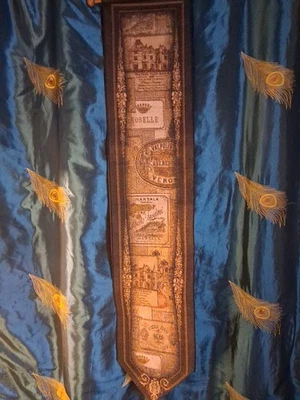 The Manual Woodworkers & Weavers Wine Labels Bell Pull Tapestry 9" Wide 41" Long - Image 1 of 3