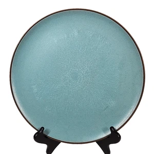 Vtg Heath Coupe Shape Dinner Plate Turquoise Nutmeg Retied MCM 10 3/4" USA Rare - Foto 1 di 4