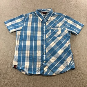 tony hawk shirt mens XL blue white plaid casual short sleeve button up skate - Picture 1 of 12