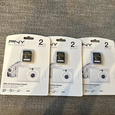 PNY Premium 2GB SD Camera Memory Cards 3  NEW - SEALED  - Image 1 of 4