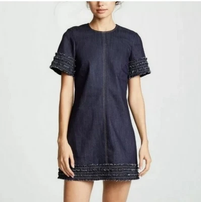 Nuevo con etiquetas Vestido Cinq A Sept Ashton Denim Ribbon Ribete Cambio Para Mujer 4 Azul Índigo Classi Foto 1 de 4