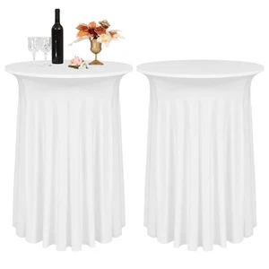 2 Pack Round Spandex Cocktail Tablecloths with Skirt, 32 x 43 Inch Table Cove... - Picture 1 of 7