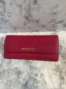 MICHAEL KORS MK GHW Long Wallet Clutch Leather Watermelon - Picture 1 of 22